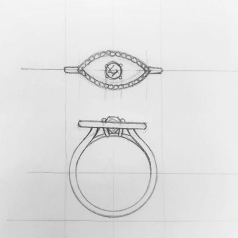 custom jewelry, jewelry design, sketching