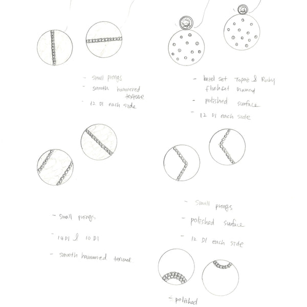 sketches, jewelry design, custom jewelry