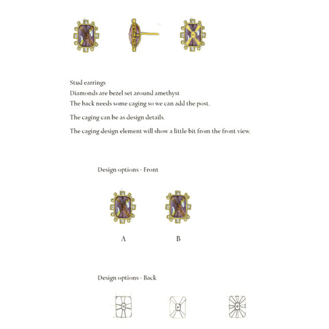 custom jewelry, custom earrings, custom design, sketches
