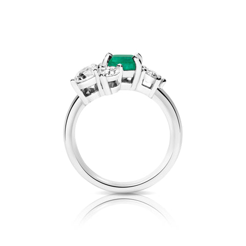 diamond, emerald, cluster ring, custommade ring, custom ring