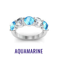 Aquamarine and Diamond 5 Stone Ring