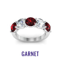 Garnet and Diamond 5 Stone Ring