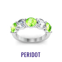 Peridot and Diamond 5 Stone Ring