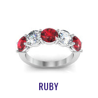 Ruby and Diamond 5 Stone Ring