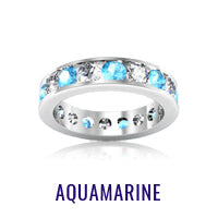 Aquamarine and Diamond Eternity Band