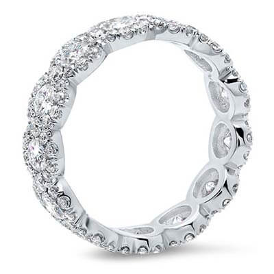 Platinum Diamond and Moissanite Eternity Wedding Band