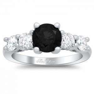 five stone engagement ring black diamond
