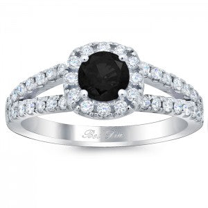 black diamond halo engagement ring 