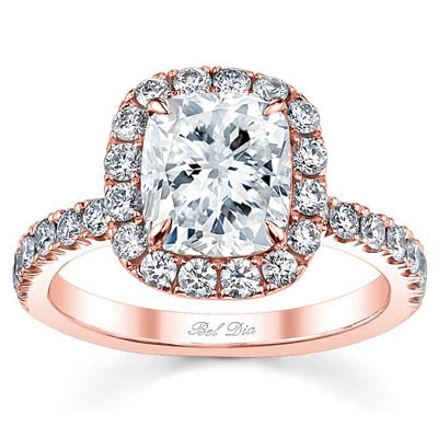 Diamond Halo Rose Gold Engagement Ring