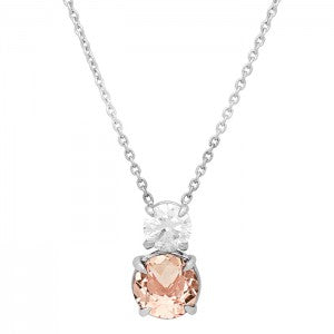 Two Stone Diamond and Gemstone Necklace with Morganite