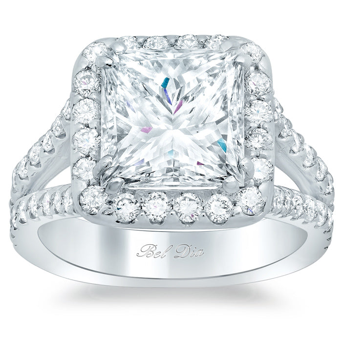 Princess Halo Engagement Ring