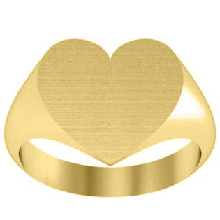 Solid Yellow Gold Heart Womens Signet Rings