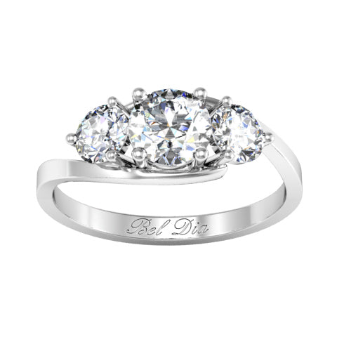 Bypass Style Three Stone Engagement Ring