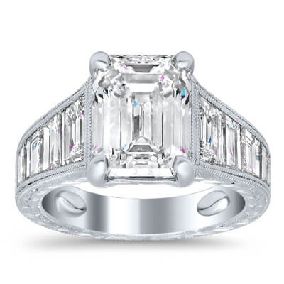 Diamond & Platinum Channel Set Engagement Ring