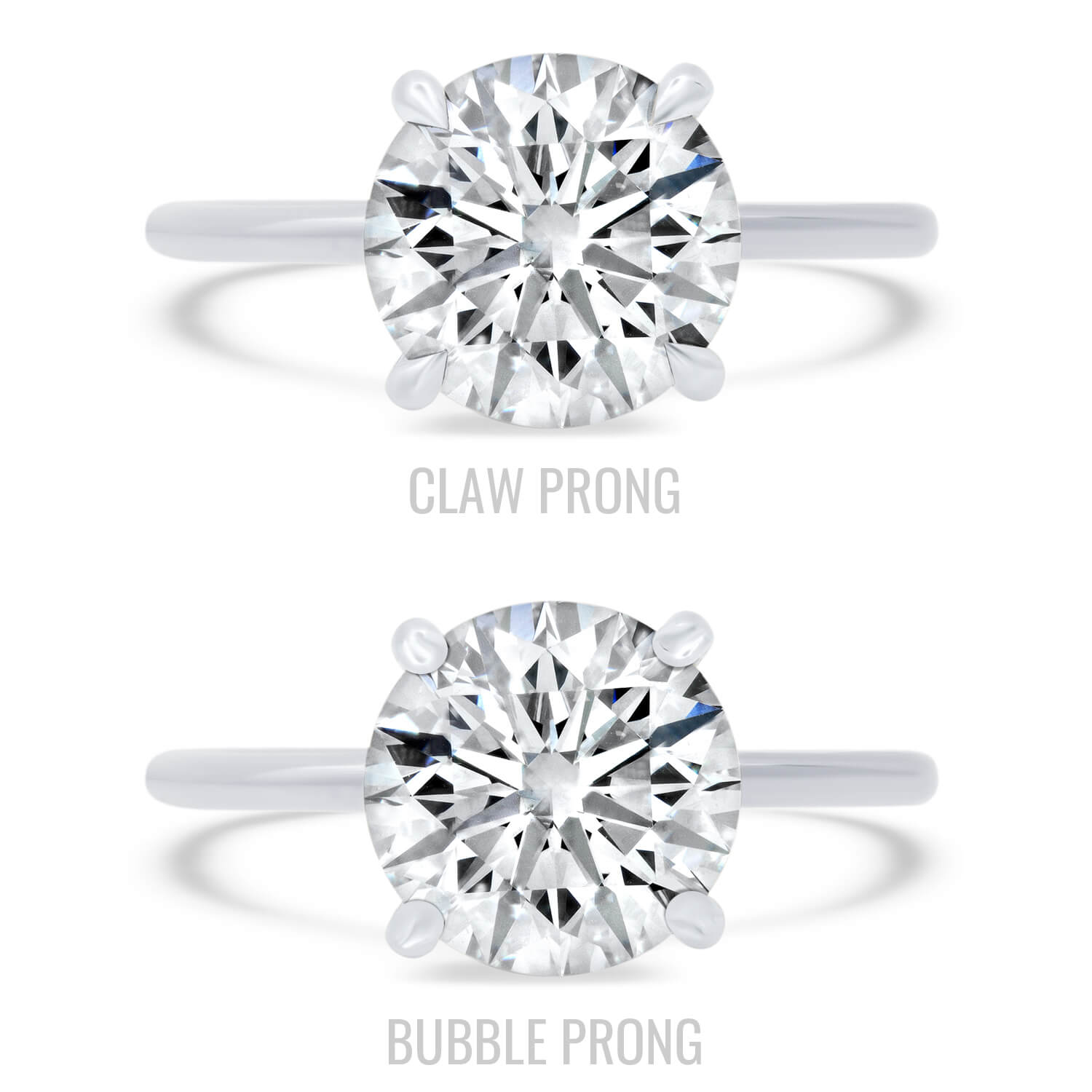 Engagement Ring Claw Prongs versus Bubble Prongs