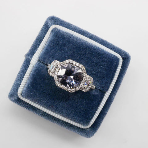 Midnight grey moissanite and diamond floral inspired ring – Aardvark  Jewellery