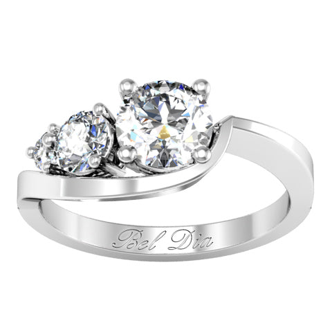 Tapered Asymmetrical Three Stone Engagement Ring