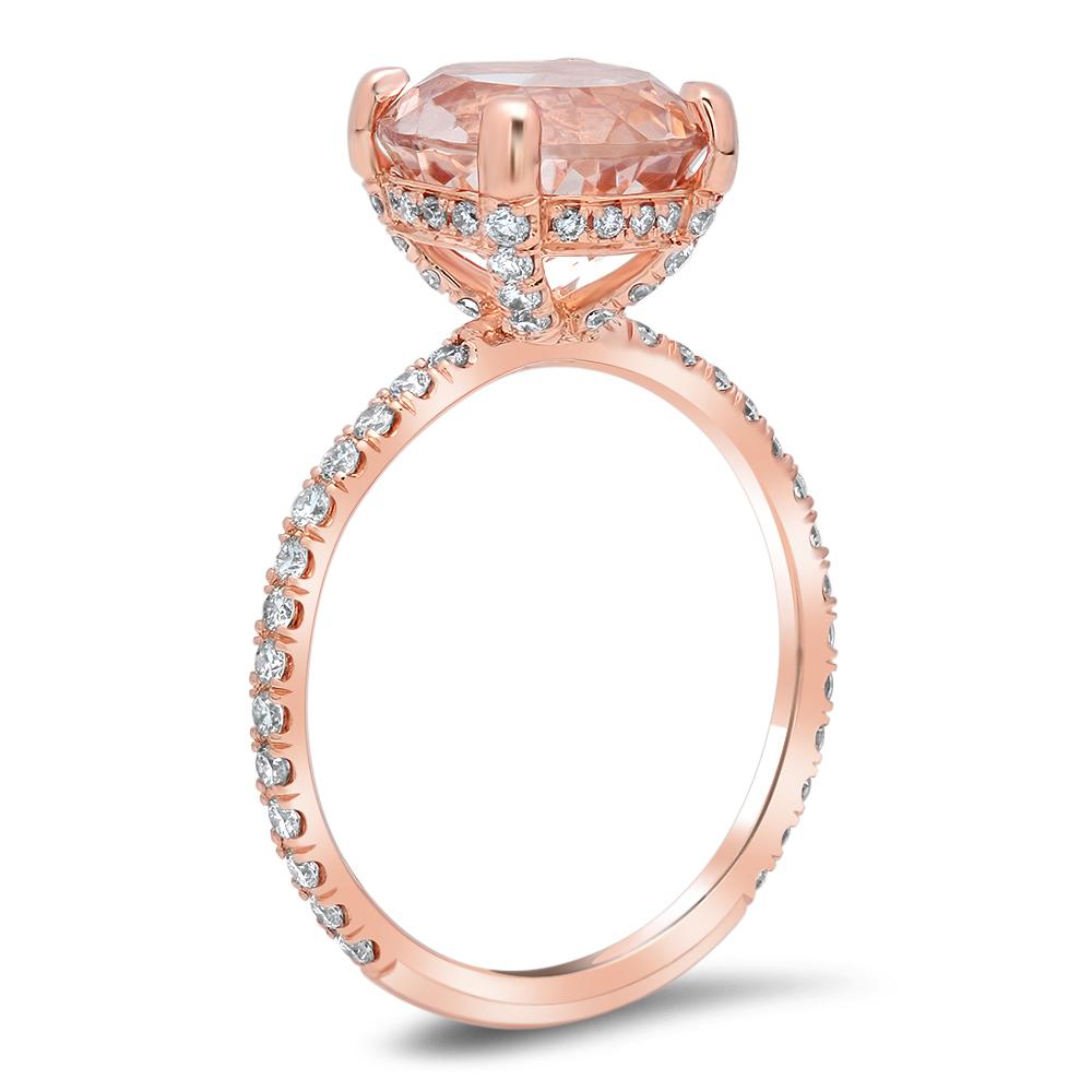 Round Morganite Pave Diamond Basket Engagement Ring – deBebians