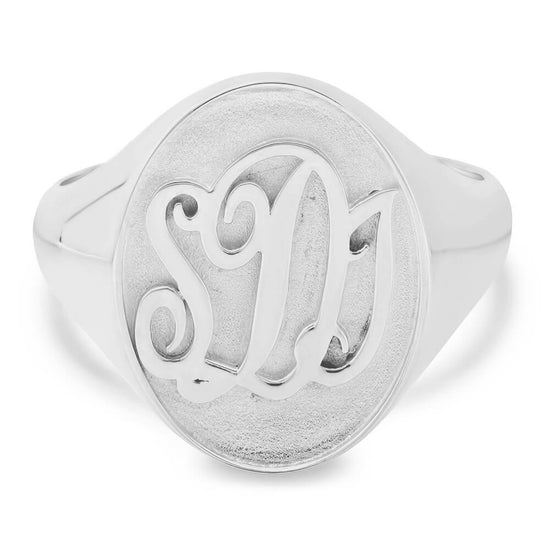 Sterling Silver Monogrammed Ring Rectangle With Rope Edge 