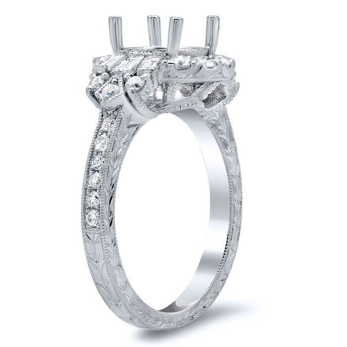 Art Deco Style Halo Engagement Ring Debebians