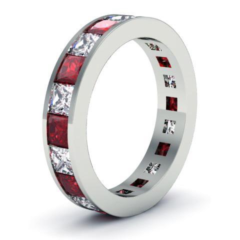 Amazon Com Garnet Wedding Band Eternity Anniversary Ring 14k White Gold Handmade