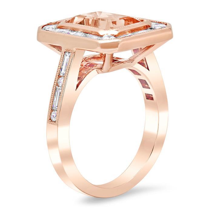 Emerald Cut Rose Gold Engagement Ring 