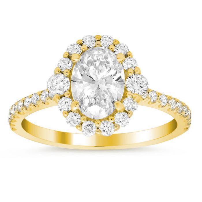 Floral Three Stone Halo Engagement Ring – deBebians