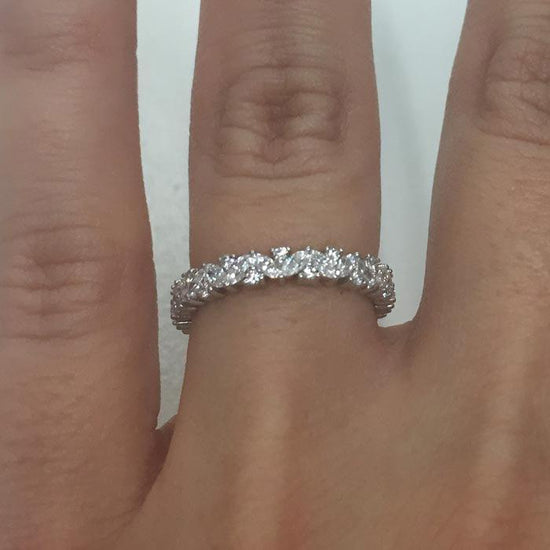 Classic Half Eternity Ring in Round and Marquise Diamonds in 18K White Gold  - Regular