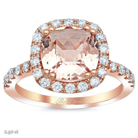 Round Cut Gem Stone Pink Morganite Engagement Ring On10k Rose Gold