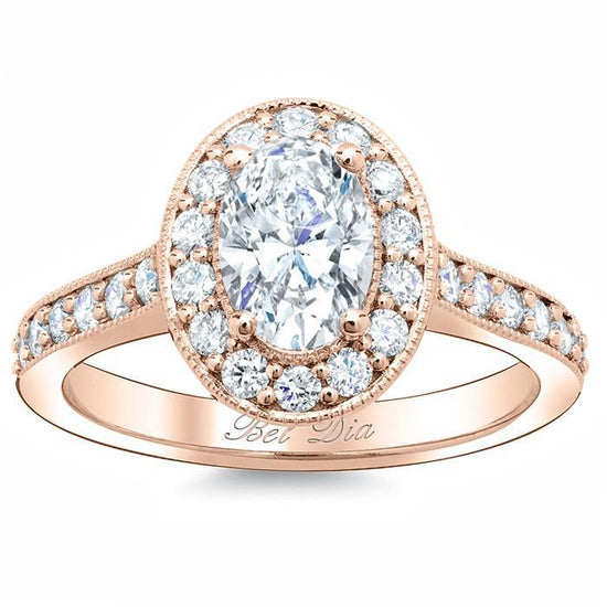 rose gold halo oval engagement rings