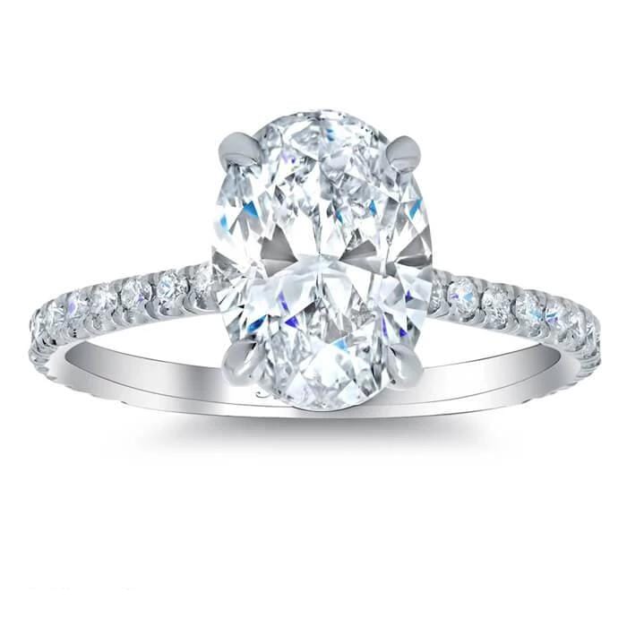 oval pave engagement ring