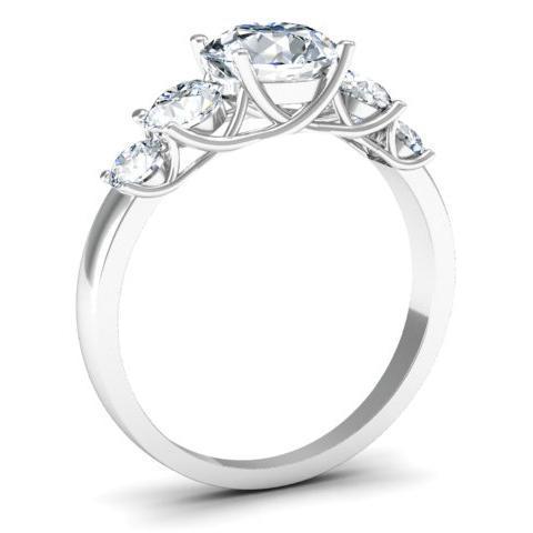 Round Five Diamond Engagement Ring with Trellis Setting