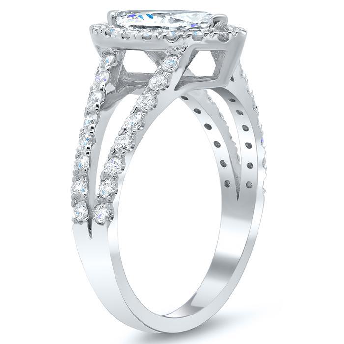 Split Style Marquise Halo Engagement Ring – Debebians