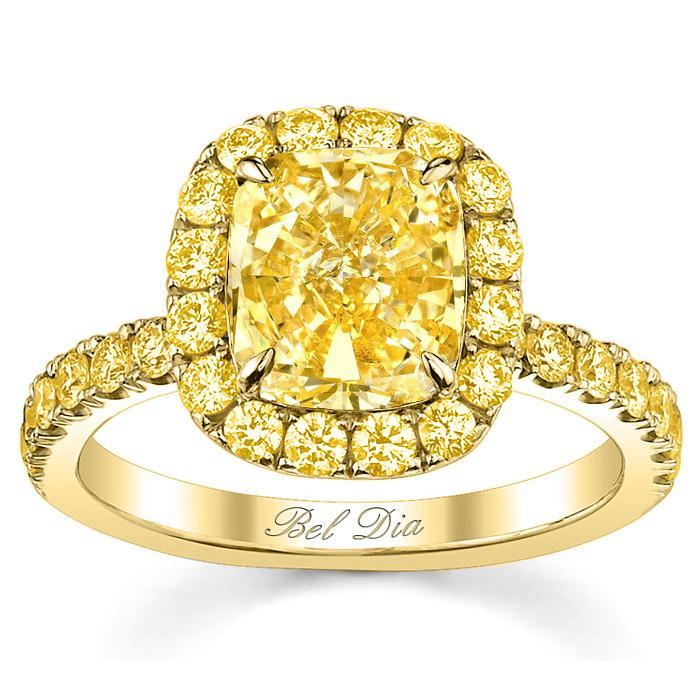 rectangle engagement ring with canary diamond