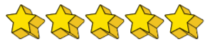 Five golden stars in a row, with the fifth star partially filled in, indicating a rating.
