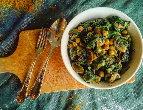 mushroom and spinach saute with turkey tail