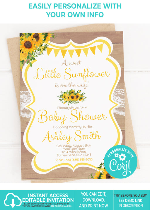 Sunflower Baby Shower Invitations