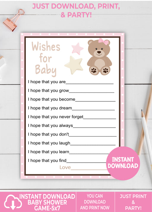 Instant Download Blue Teddy Bear Wishes for Baby Game-BS018