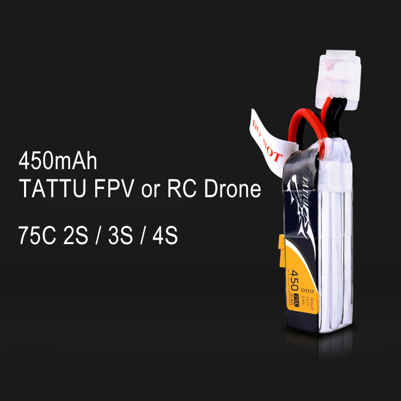 TATTU FPV 450mAh 11.1V 75C 3S1P Lipo Battery Pack with XT30 Plug For RC Drone