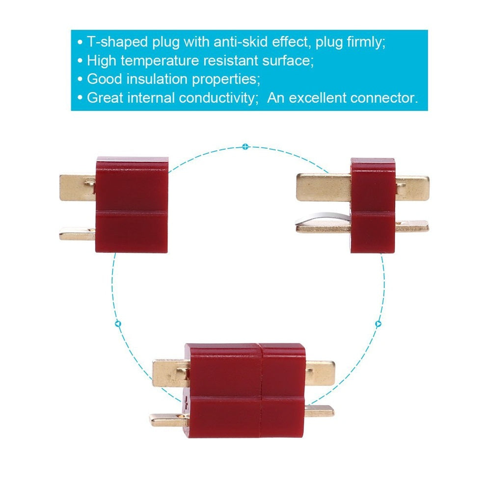 20 Pairs T-Plug Connectors Deans Style Male and Female with 40 pcs Shrink Tubing For RC LiPo Battery