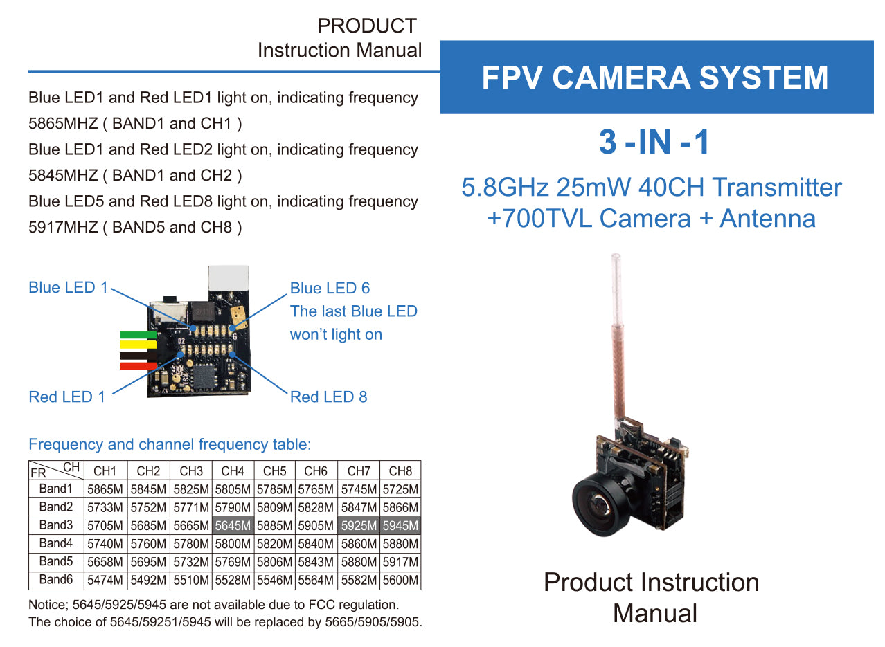 SKYTEM HCF9 5.8G 48ch transmitter 700tv FPV Carmera 25mw OSD For Racing Drone