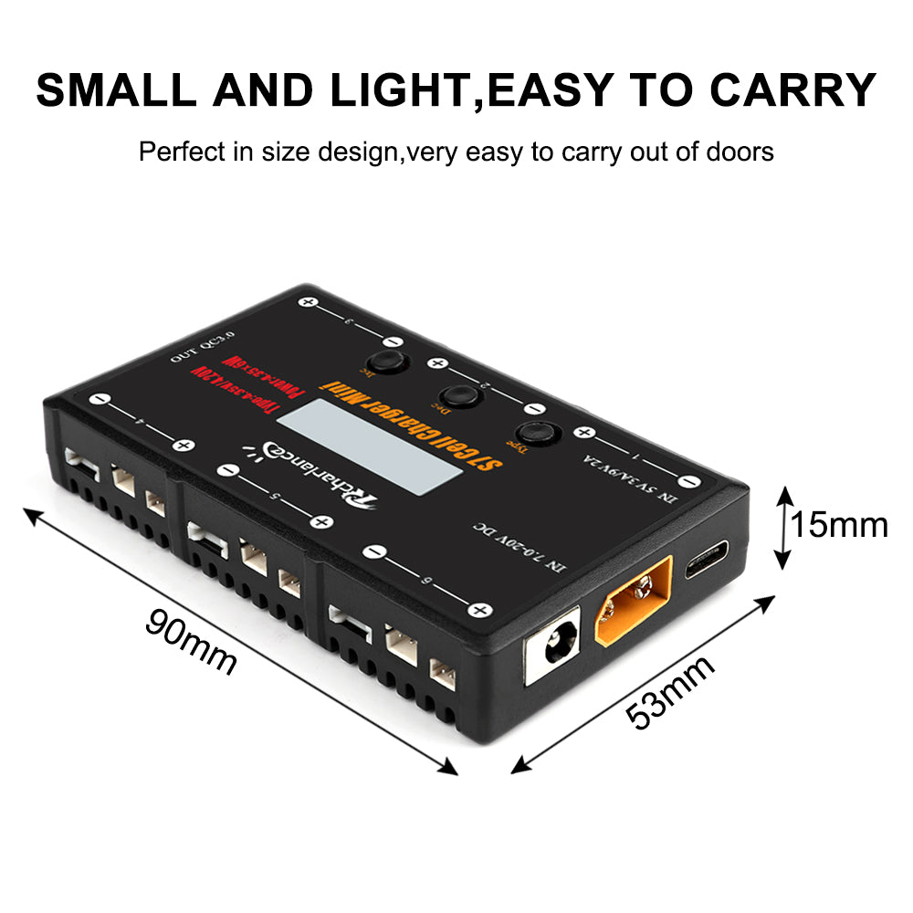 S7 CELL CHARGER MINI 1S Cargador de batería 6x4.35W LiPO/LiHV Cargador de batería con Micro MX mCPX