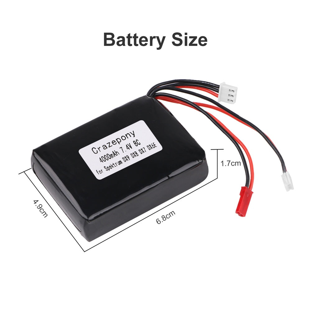 Crazepony 4000mAh 2S Lipo Batería 8C/16C 7.4V JST JR Plug Balancer Conector Transmisor Batería