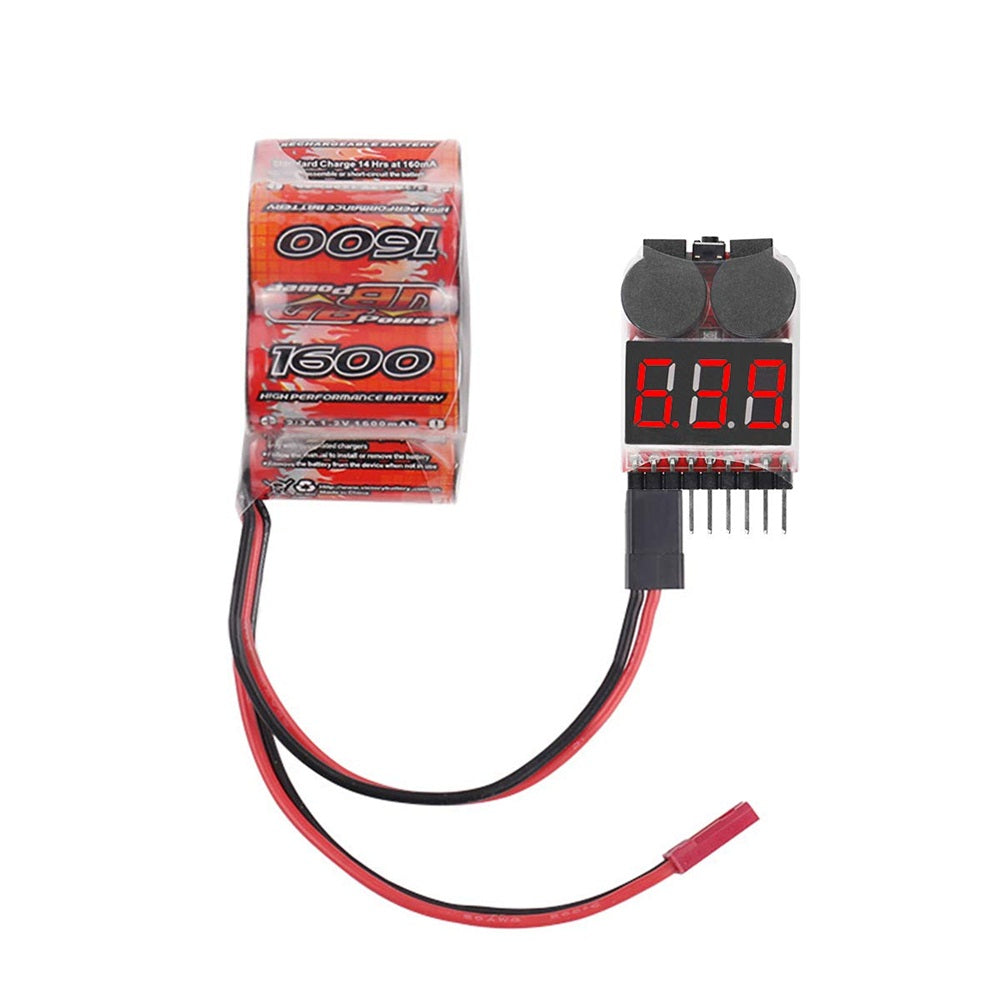 4pcs 1s-8s Lipo Battery Tester, RC Lipo Battery Low Voltage Alarm Buzzer Indicator Checker with LED