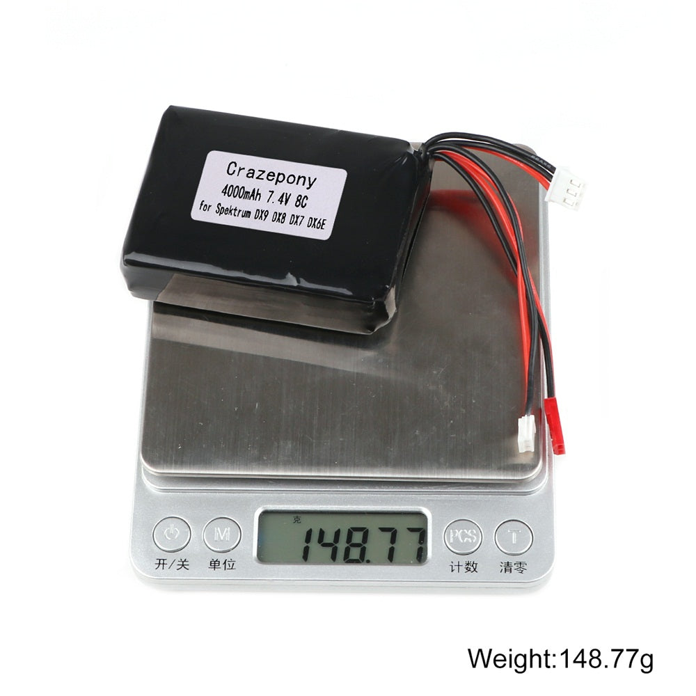 Crazepony 4000mAh 2S Lipo Batería 8C/16C 7.4V JST JR Plug Balancer Conector Transmisor Batería