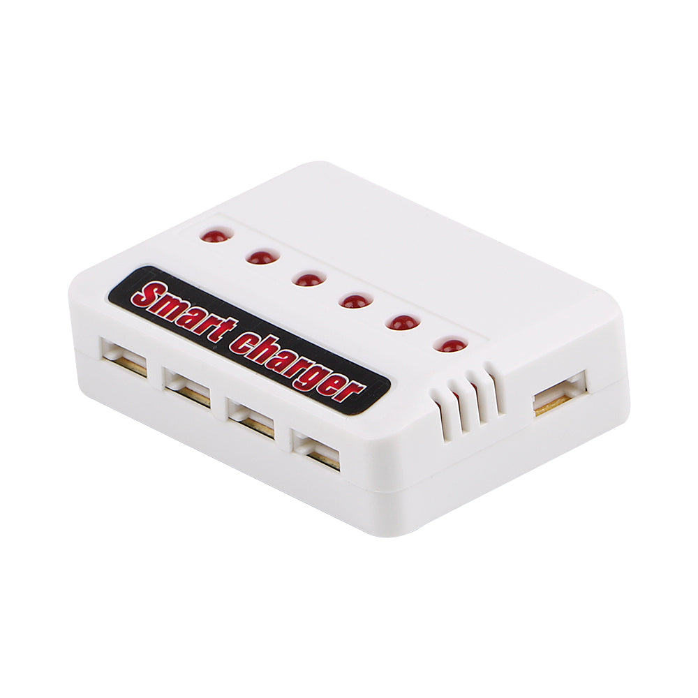 Crazopony 6pcs 1S 3.7V 750mAh Lipo Battery 30C with 6-in-1 Charger Intelligent Fast Charging