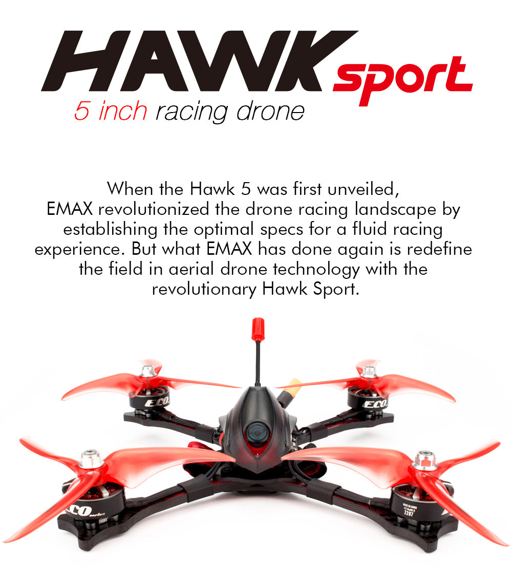 Emax Hawk Sport 5 inch Racing Drone BNF/PNP version ECO2207 2400KV/1700KV