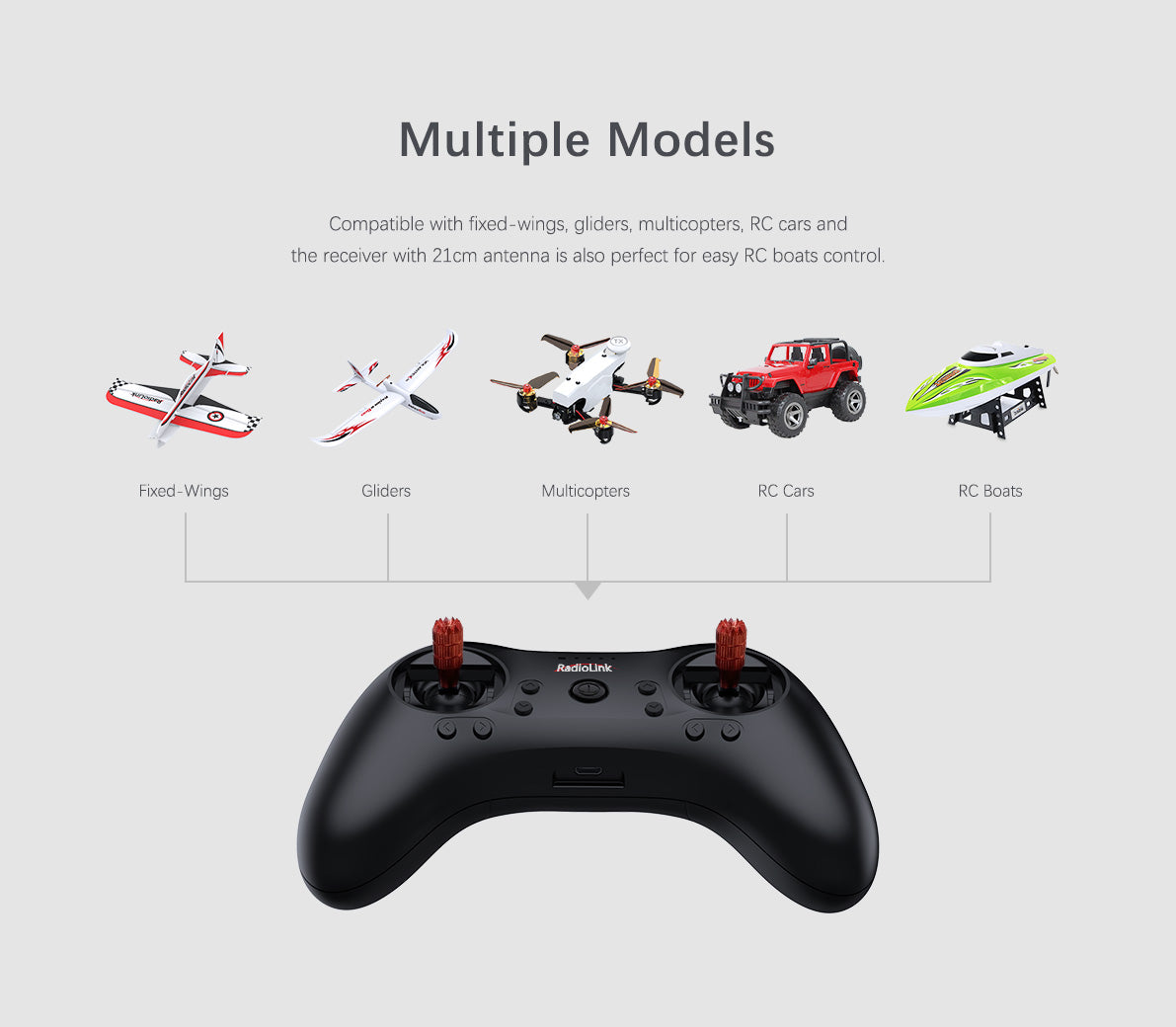 k T8S FHSS 8CH RC Handle Transmitter with R8EF 2.4GHz Receiver Mode 2 RC Racing Drone