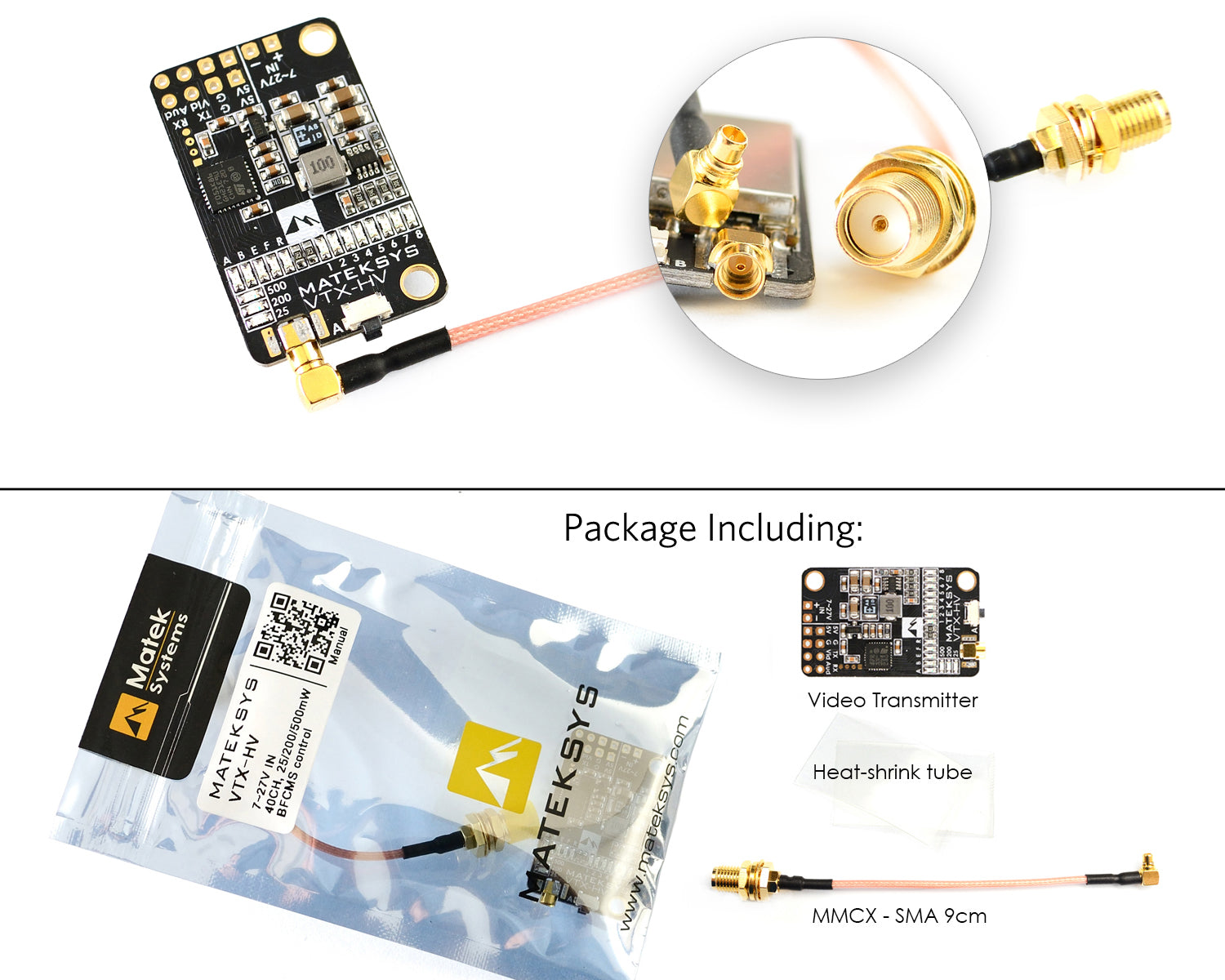 1 * Transmisor de vídeo Matek 5.8G 500mW FPV