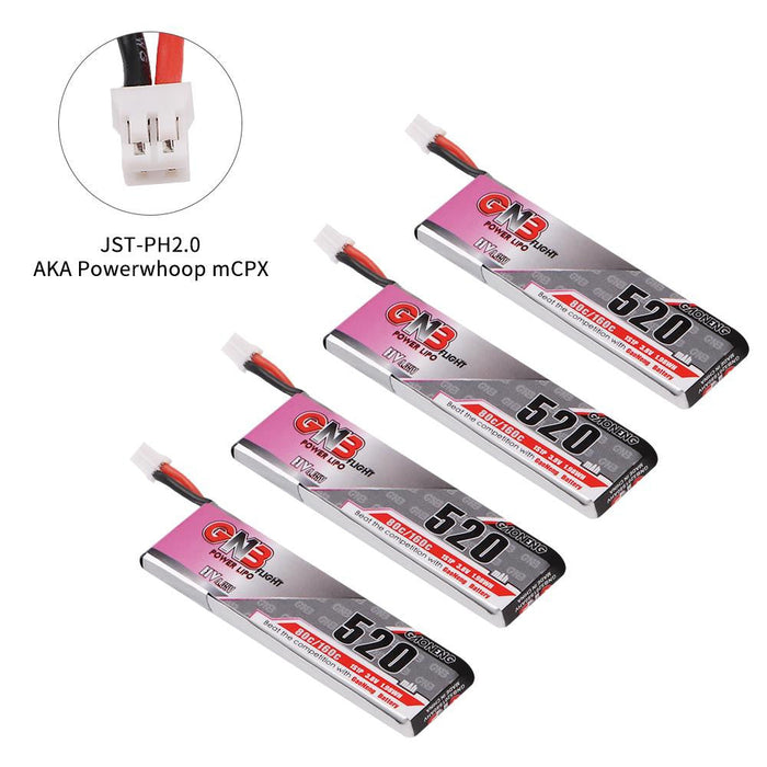 4pcs 520mAh 1S 3.8V LiPo Batería 80C HV LiHv Batería JST-PH 2.0